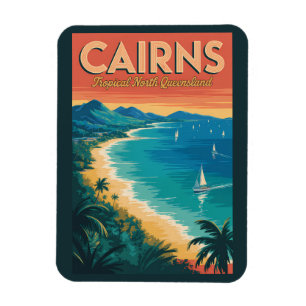Íman Cairns Austrália Ilustração Arte de Viagem Vintage