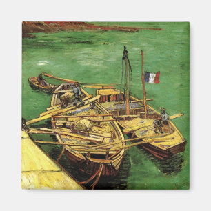 Íman Cais de Van Gogh com Homens Descarregando Barcaças