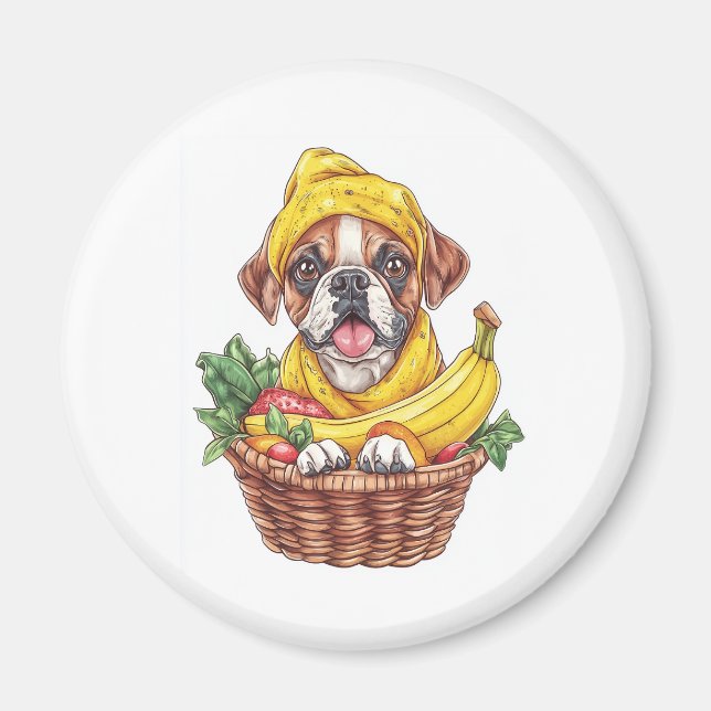 Íman Caixa de Banana Lutadora � Cachorro de Fruta Engra (Frente)