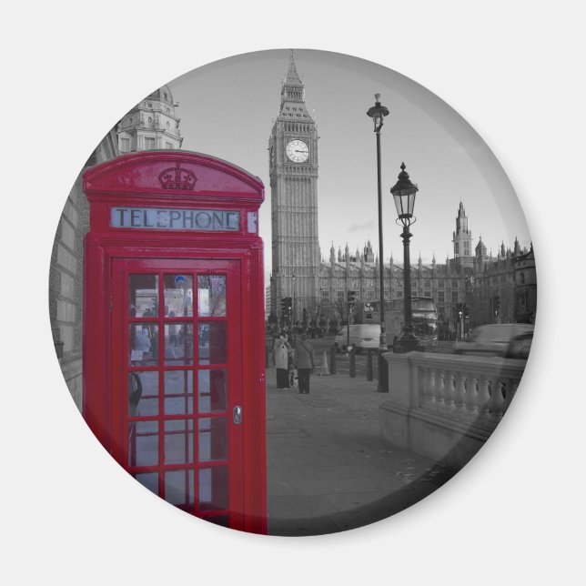 Íman Caixa de Telefone Vermelho de Londres (Frente)