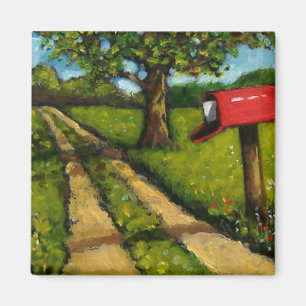 Íman Caixa postal vermelha do país: Pintura a óleo