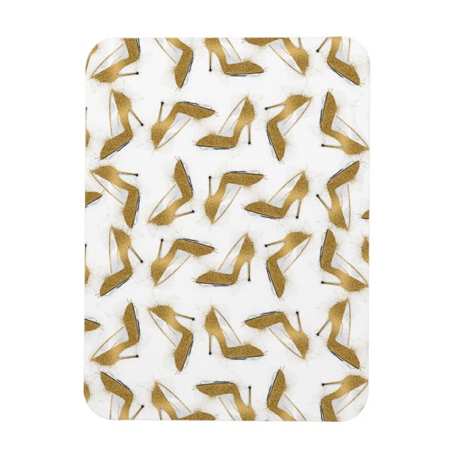 Íman calçados de salto alto com brilho dourado de tendê (Vertical)