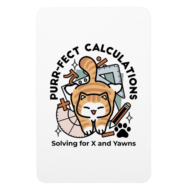 Íman Cálculos Perfeitos – Design de Gato de Matemática  (Vertical)