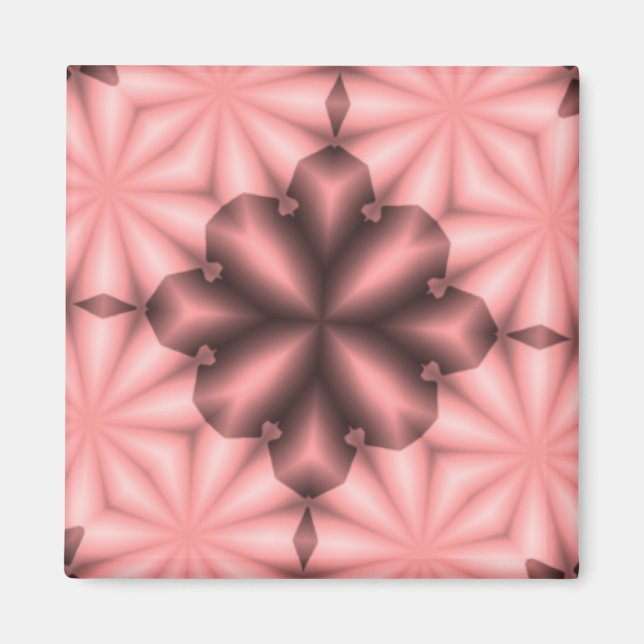 Íman Caleidoscópio Estelar Floral Rosa e Preto (Frente)
