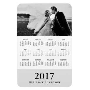 Íman Calendário 2017 elegante cinzento macio da foto d