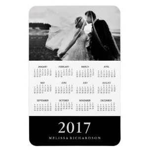 Íman Calendário 2017 elegante preto da foto da listra