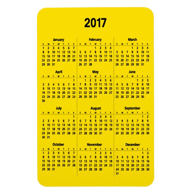 Íman Calendário 2017 Preto Personalizável Grande (Vertical)