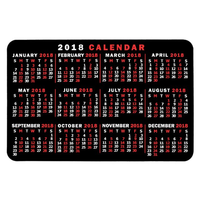 Íman Calendário 2018 (Consulte Descrição para Nova Vers (Horizontal)