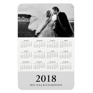 Íman Calendário 2018 elegante cinzento macio da foto d