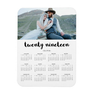 Íman Calendário 2019 na moda simples da foto da