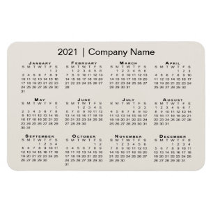 Íman Calendário 2021 com Nome da Empresa Beige