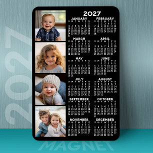 Íman Calendário 2022 com 4 Colagem de Fotos - preto