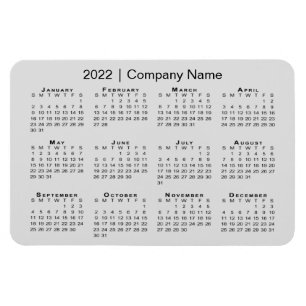 Íman Calendário 2022 com Cinza de Nome da Empresa
