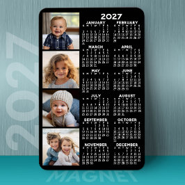 Íman Calendário 2023 com 4 Colagem de Fotos - preto