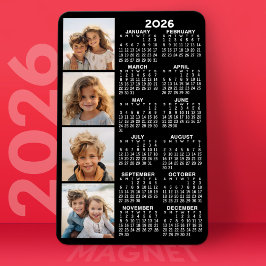 Íman Calendário 2023 com 4 Colagem de Fotos - preto