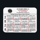 Íman Calendário 2024 Nome do logotipo de negócios perso<br><div class="desc">Esses ímãs flexíveis de calendário 2024, com aparência profissional, são perfeitos para a marca e marketing do escritório da sua empresa. Eles têm números negros em preto e vermelho em branco. Acima disso, marca sua empresa com o logotipo corporativo, nome comercial, site, telefone, endereço e um slogan. Esses ímãs de...</div>