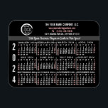 Íman Calendário 2024 Nome do logotipo de negócios perso<br><div class="desc">Esses ímãs flexíveis de calendário 2024, com aparência profissional, são perfeitos para a marca e marketing do escritório da sua empresa. Eles têm números negros em branco e vermelho claro em preto. Acima disso, marca sua empresa com o logotipo corporativo, nome comercial, site, telefone, endereço e um slogan. Esses ímãs...</div>