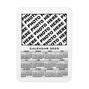 Íman Calendário 2025 Adicionar 1 Fotos Branco do Magnet