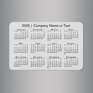 Íman Calendário 2025 com Cinza de Texto Personalizada