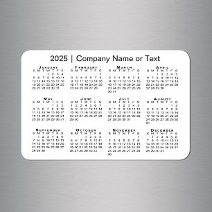 Íman Calendário 2025 com Texto Personalizado Branco