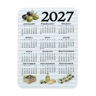 Íman Calendário 2027, Azeitonas Mediterrâneas, Listras
