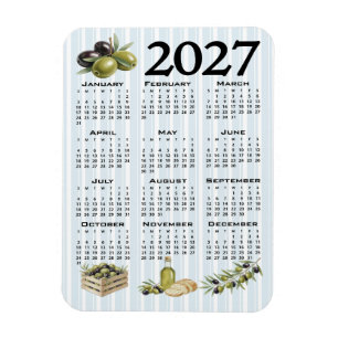 Íman Calendário 2027, Azeitonas Mediterrâneas, Listras 
