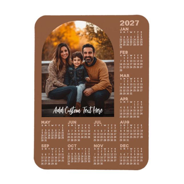 Íman Calendário 2027 com Foto - Ano Completo Terra Cott (Vertical)