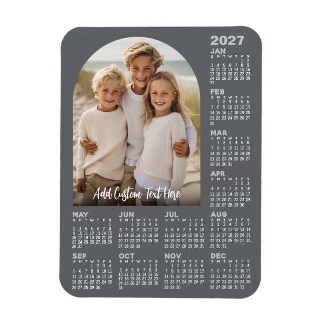Íman Calendário 2027 com Foto - Arco Moderno (Vertical)