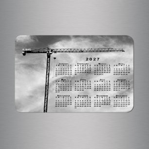 Íman Calendário 2027 da Foto da Grúa de Construção Lega