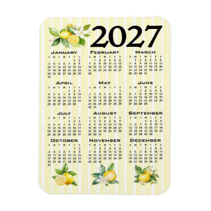 Íman Calendário 2027 Estilo Italiano Limões Listras Ama