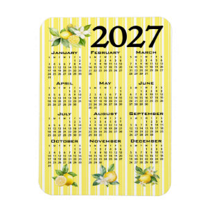 Íman Calendário 2027 Estilo Italiano Limões Listras Ama