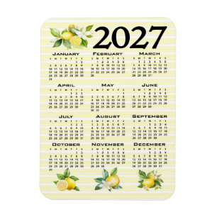 Íman Calendário 2027 Estilo Italiano Limões Listras Ama