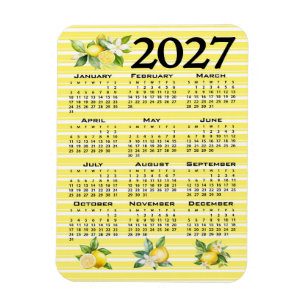 Íman Calendário 2027 Estilo Italiano Limões Listras Ama