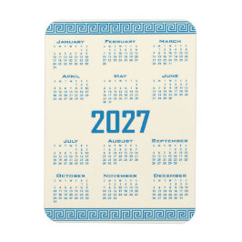 Íman Calendário 2027, Fretwork Grego, Azul em Cosmic La