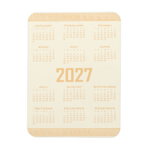 Íman Calendário 2027, Fretwork Grego, Bege em Cosmic La
