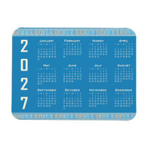 Íman Calendário 2027, Fretwork Grego, Cosmic Latte em A