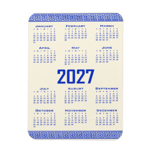 Íman Calendário 2027, Greek Fret, Greek Azul Cosmic Lat
