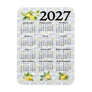 Íman Calendário 2027 Limões Azulejos Mediterrâneos Ital