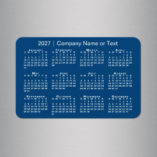Íman Calendário 2027 Texto Personalizado Azul