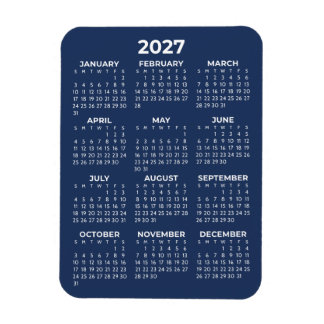 Íman Calendário Anual 2027 Básico Mini Azul Marinho