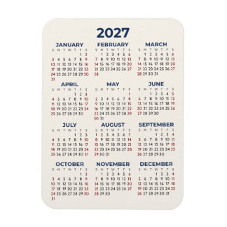 Íman Calendário Anual 2027 Suas Cores Mini