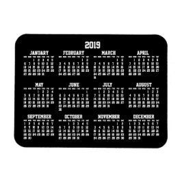Íman Calendário Anual Preto 2019 Pequenos Magnetos Flex