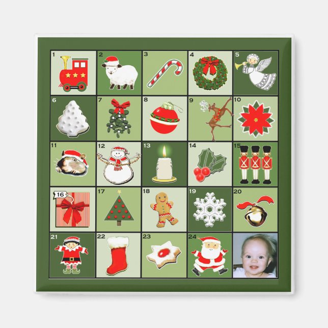 Íman Calendário Avançado de Foto de Natal (Frente)
