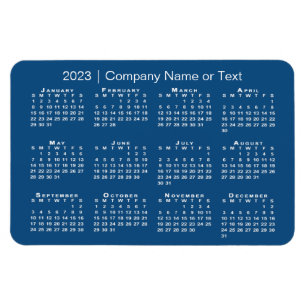 Íman Calendário Azul e Branco 2023 com Texto Personaliz
