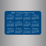 Íman Calendário Azul e Branco 2025 com Texto Personaliz<br><div class="desc">O ímã personalizado moderno apresenta um calendário branco 2025 em um plano de fundo azul. Adicione o nome, o nome ou outro texto personalizado da sua empresa na barra lateral. (Alterar o texto do ano de 2025 NÃO alterará o calendário.) Faz um promocional excelente dar ou dar um presente. Se...</div>