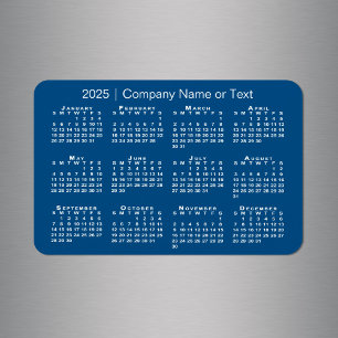 Íman Calendário Azul e Branco 2025 com Texto Personaliz