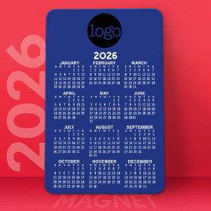 Íman Calendário com Logotipo Branco Básico Mínimo