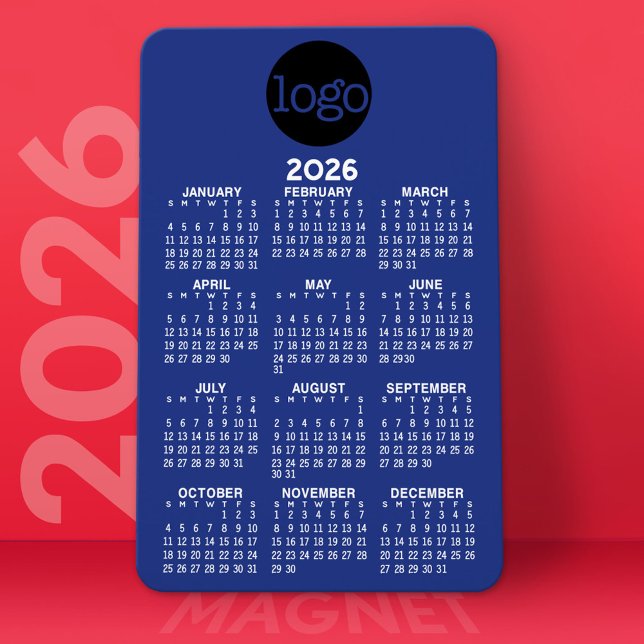 Íman Calendário com Logotipo Branco Básico Mínimo (2026 Calendar Magnet)