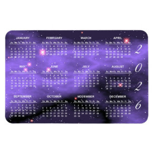 Íman Calendário da Galáxia de Espaço Roxo 2026