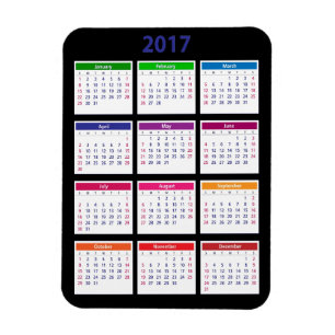 Íman Calendário de 2017 cores customizável